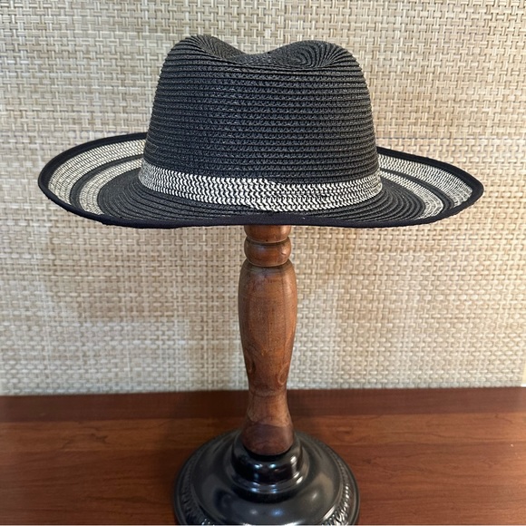 🌟HP🌟NWOT Black & Tan Paper Straw Garden Fedora Hat by Magid - Picture 5 of 10